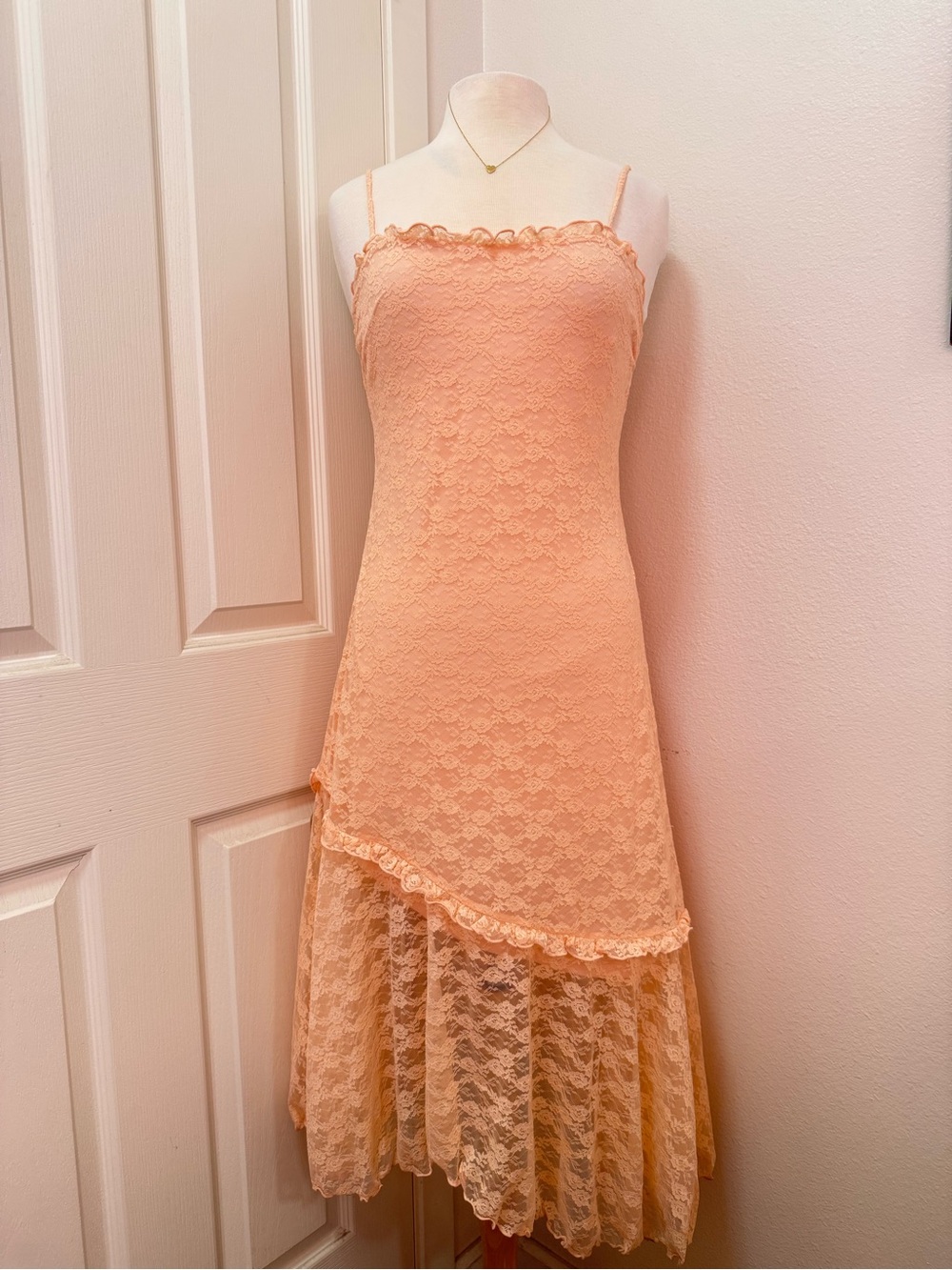 Old Navy Peach Lace High-Low Spaghetti Strap Dress